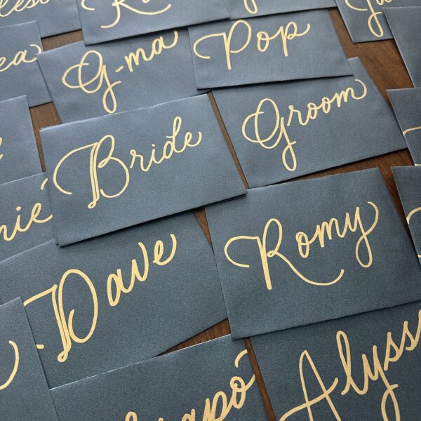 Gold on Navy Envelopes
